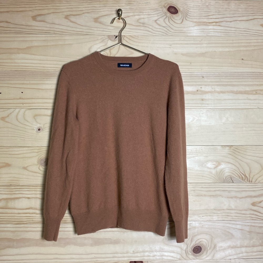 NAADAM tan cashmere crew neck sweater